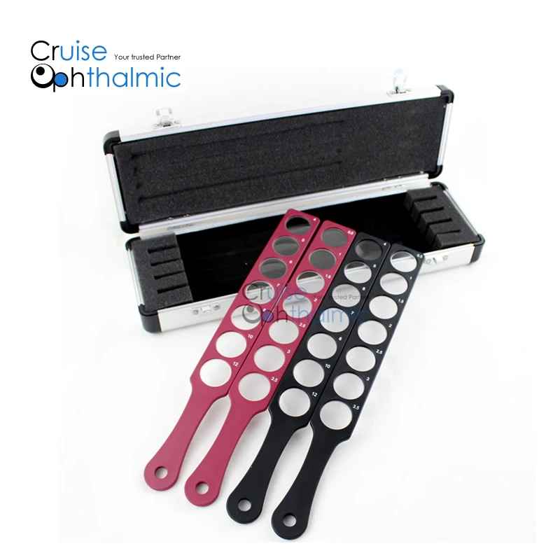 

High Quality Big Aperture Retinoscopy Rack Set Colored Plastic Handle Red/Black 4 Row 24 Diopter CE Marked Optional Case