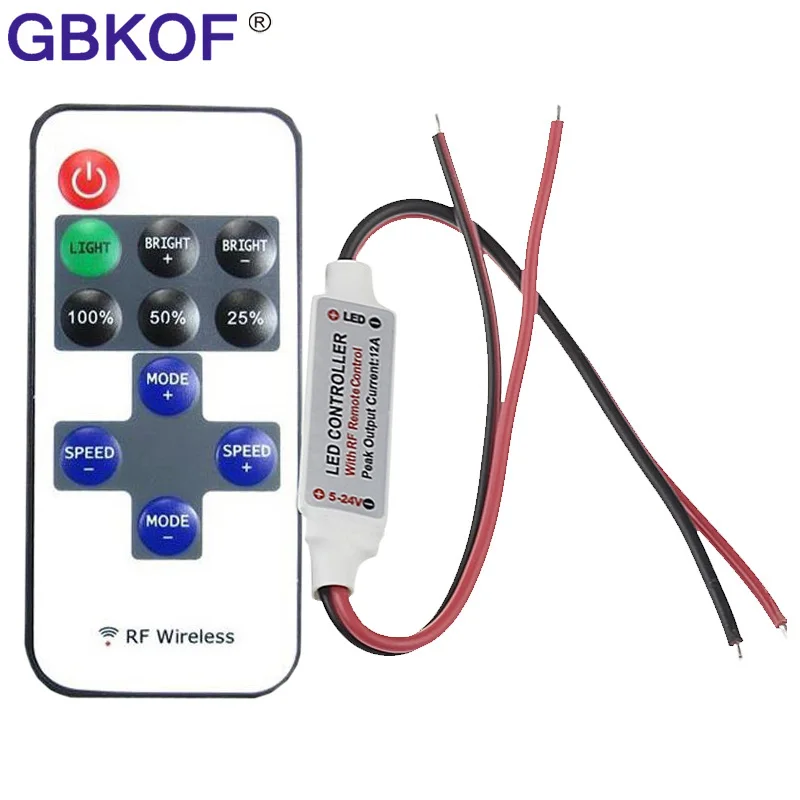 Мини DC12V Led управление ler диммер 12A Беспроводной RF пульт дистанционного управления