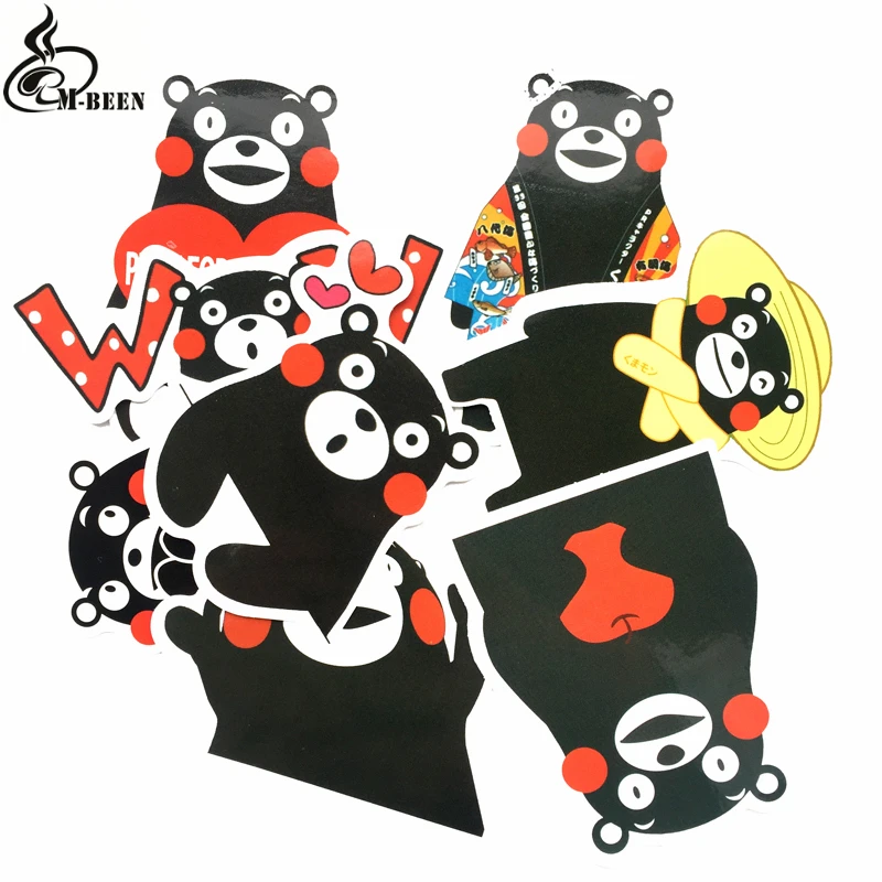 8 шт./лот, японские Мультяшные наклейки Kumamon для ноутбука, багажа, скейтборда, велосипеда, ноутбука, водонепроницаемые граффити, детские игрушки, наклейки из ПВХ