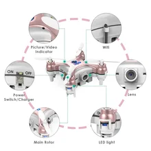 Mini Drone with Camera Cheerson CX-10W RC Quadcopter 6-Axis Gyro Headless Mode WIFI FPV Real-Time Camera Remote Control Copters