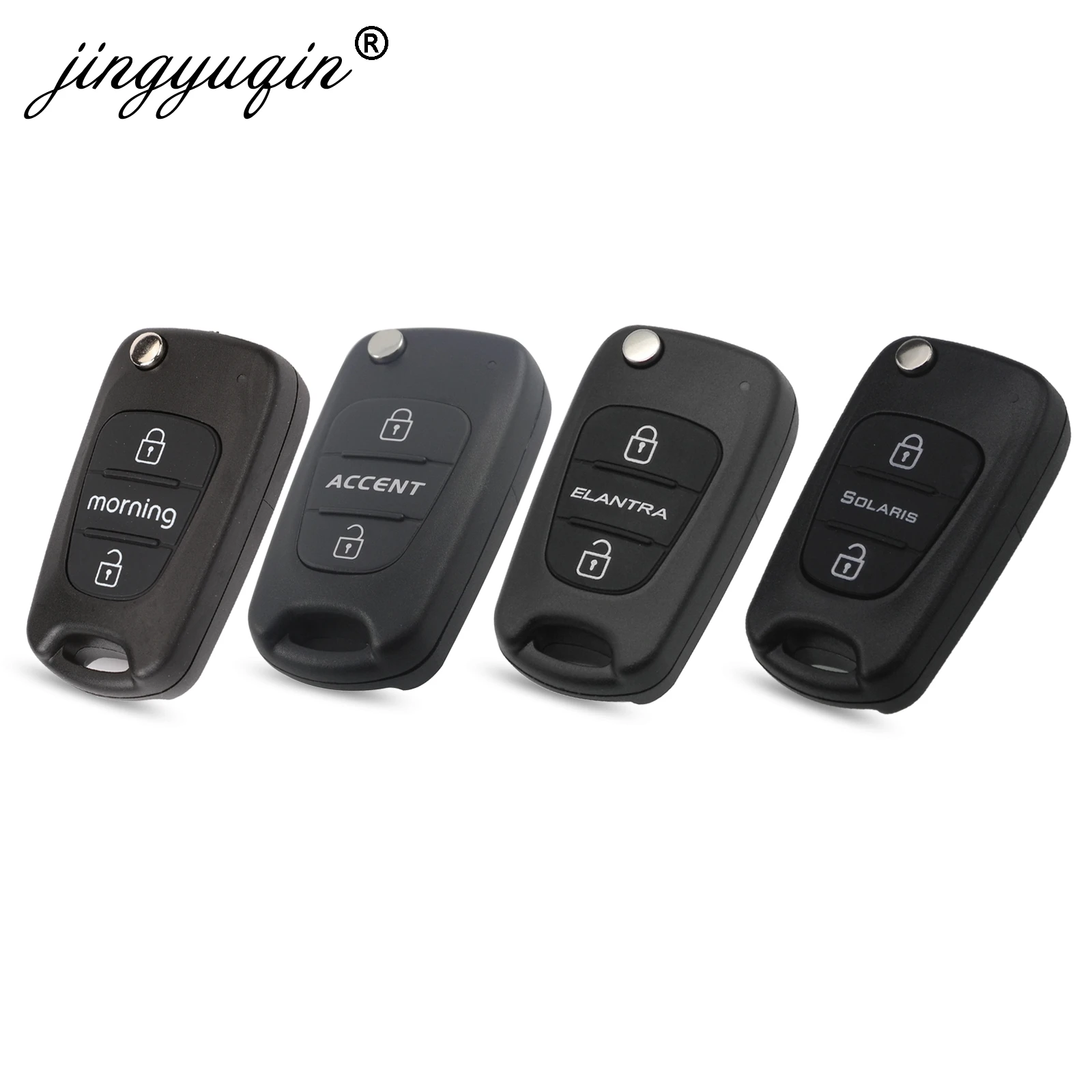 

jinyuqin 3 Button Replacement Car Flip Folding Remote Key Fob Shell For Hyundai Solaris Accent Elantra Fit Kia morning