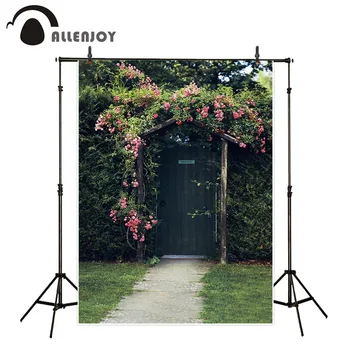 

Allenjoy wedding photography backdrop garden park spring door grassland romantic background photographic photocall photo props