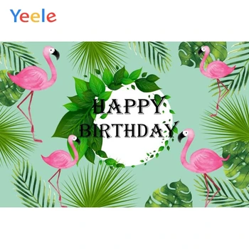 

Yeele Palm Tree Leaves Flamingo Birthday Portrait Photography Backgrounds Customized Photographic Backdrop For Photo Studio