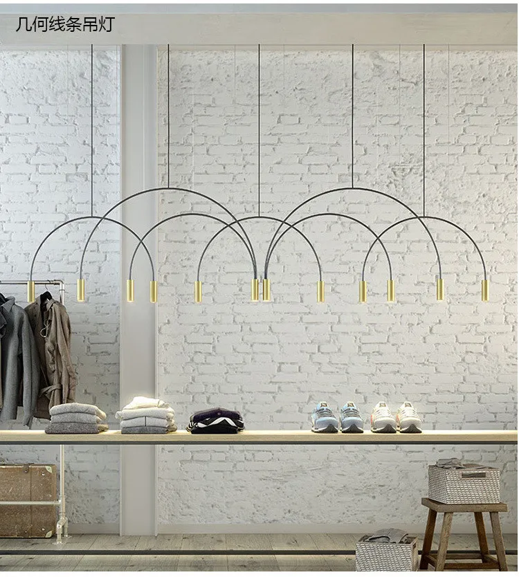 Творческий простой Ресторан геометрические, в виде полукруга светодиодный подвесной светильник Железный атмосферу обеденный комната
