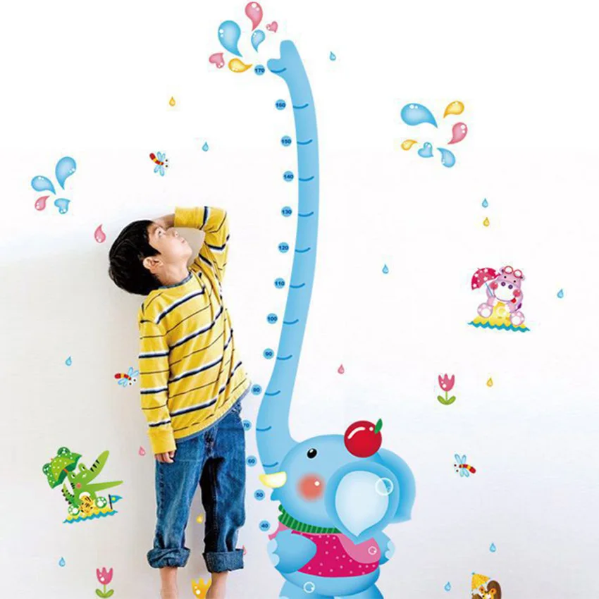Elephant Growth Chart Height Measure Wall Stickers For Kids Rooms Decor
