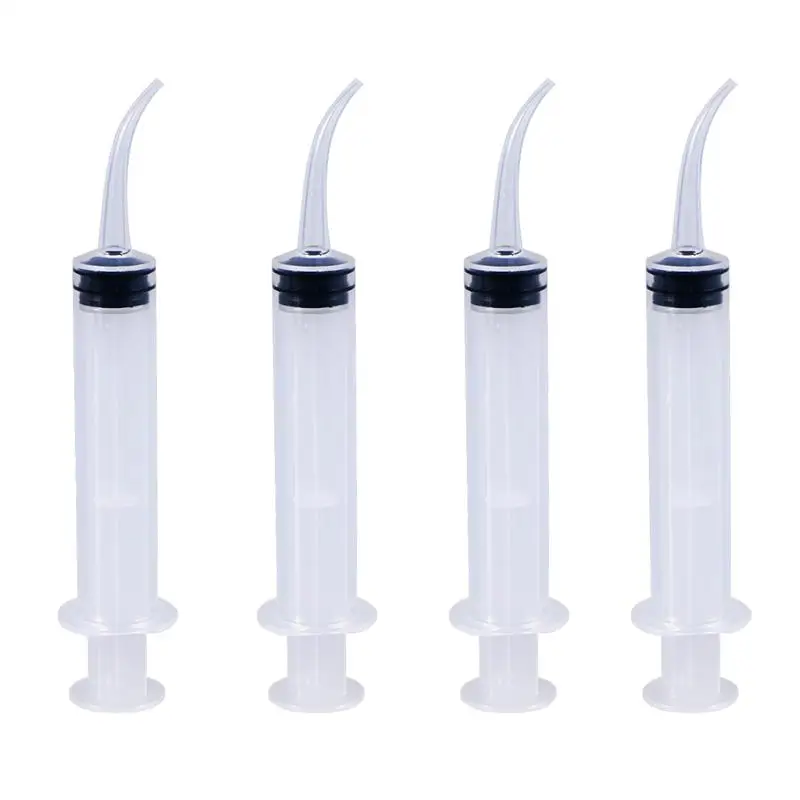 

4Pcs/Set Disposable Transparent Dental Irrigation Syringe With Curved Tip 12cc Dental Care Teeth Brush Set