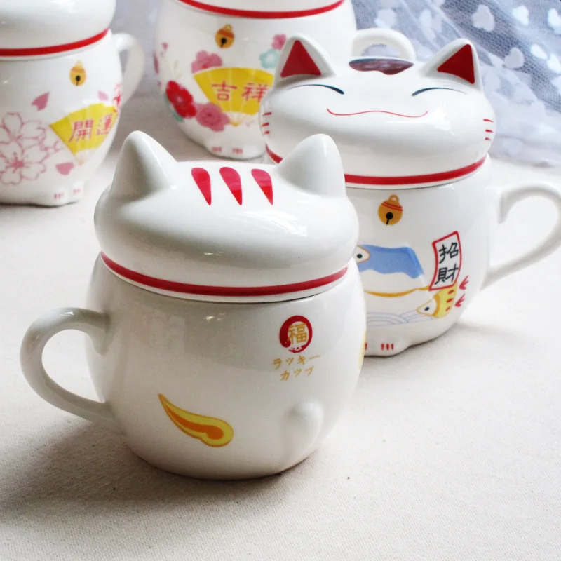 1 шт. традиционная китайская Манеки Неко креативный Кот Плутос кружка с молоком с крышкой офисная керамическая счастливая чашка посуда для напитков подарки NL 002