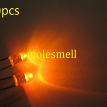 100 шт, толщина 3 мм, оранжевая круглая без бортов яркий рассеивающий светодиодный светодиоды лампа 2-контактный очки с оранжевыми стеклами