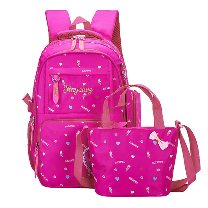 Детские школьные сумки; Комплект для девочек; детский ортопедический рюкзак; рюкзаки для начальной школы; детский Ранец принцессы; schoobag; mochila infantil - Цвет: rose red