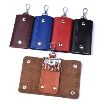 

Genuine Leather Key Case Card Holder Bag Wallet Housekeeper Keychain Key Organizer Case Cover Key Pouch Portachiavi Pelle