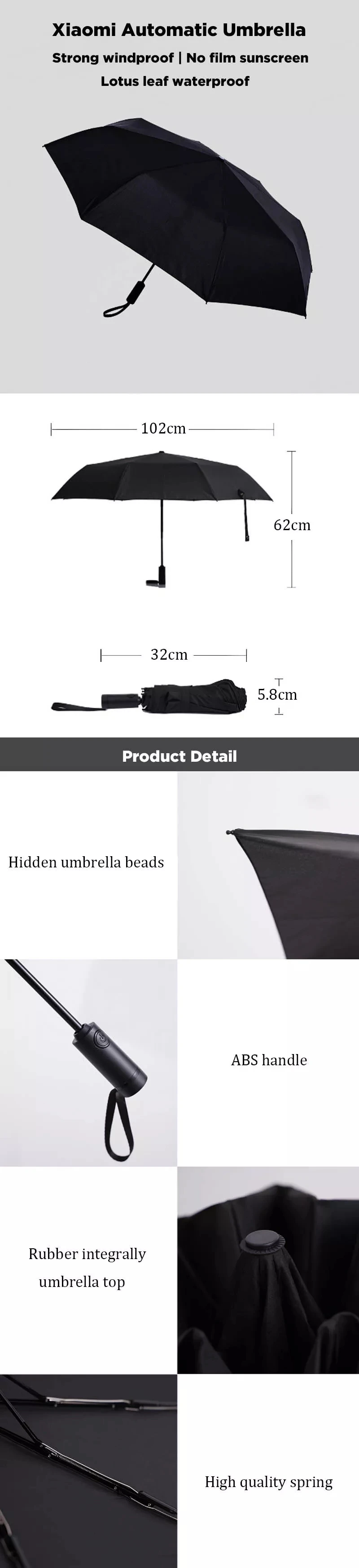 Зонт Xiaomi Mijia WD1 автоматический Дождливый Солнечный дождливый летний алюминиевый ветрозащитный водонепроницаемый УФ-зонт