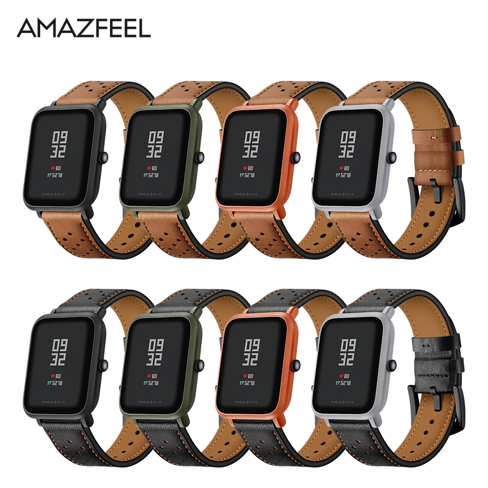 Кожаный ремешок Amazfit Bip для оригинальных смарт-часов Xiaomi Huami Amazfit Youth Edition Huami Bip BIT Lite Watch Band Pulsera 20 мм