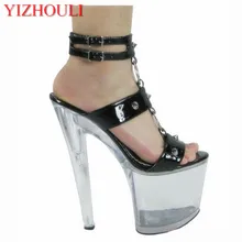 17 см сандалии в римском стиле Изящные пикантные специальные на очень высоком каблуке обувь с украшением в виде кристаллов босоножки cultivate one's morality show тонкий