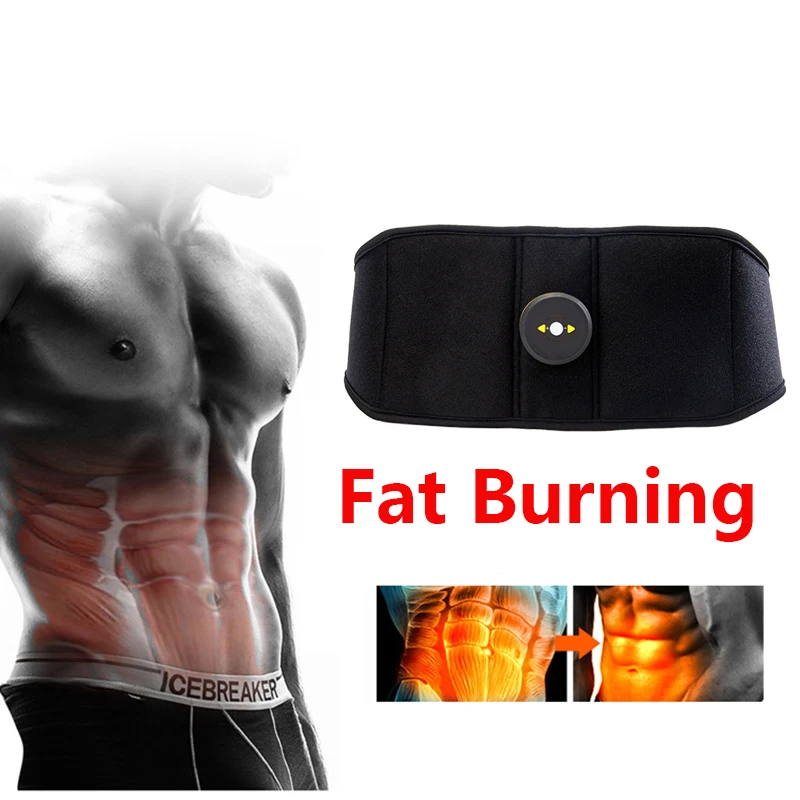 Vibration Sweat Belt Abdominal Muscle Toner EMS Electronic Stimulator Fitness Massager Waist Trimmer Support Slimming Body Home