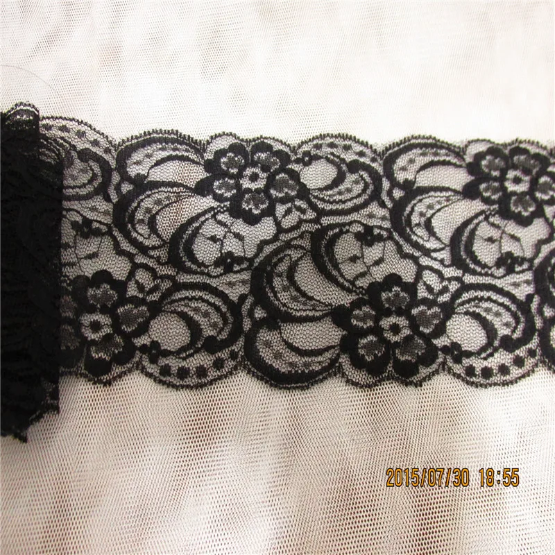 

Free Shipping 10yards/lot Width 8.5cm black inelastic Lace Fabric diy clothes fabric accessories or wedding