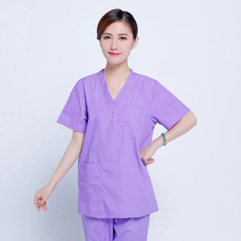 Мода с коротким рукавом женская Хирургическая Скраб комплекты больницы униформа Врачи Скраб костюмы медицинские халаты халате медсестра одежда