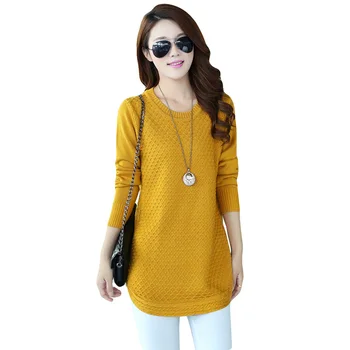 

2017 Spring Autumn New Plus Size Women Casual Wool Sweater Loose Pullovers Fashion 3D Flower Knitted Bottoming Sweater YP0290