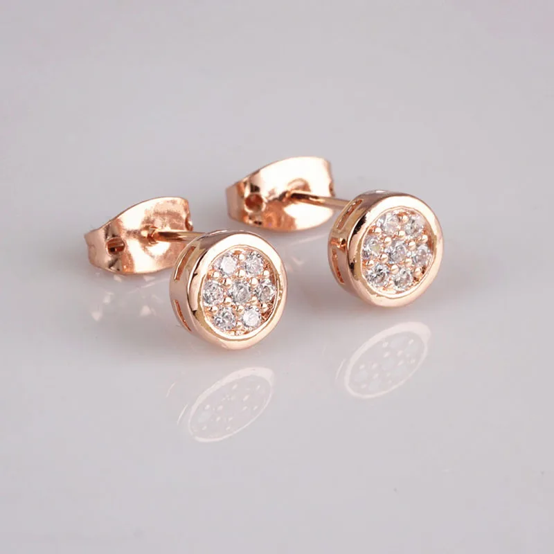 Cute Small Round Button Earrings For Women Girls Kids Full Paved Zircon CZ Stud Earrings Piercing Pendientes Mujer Jewelry