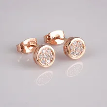 Cute Small Round Button Earrings For Women Girls Kids Full Paved Zircon CZ Stud Earrings Piercing Pendientes Mujer Jewelry