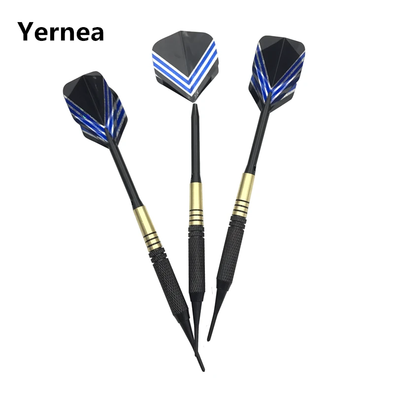 Yernea 3 Pcs/ensemble de Haute Qualité 19g Pointe souple Fléchettes Intérieur Sport Dart compétition de Tir En Laiton corps En Alliage D'aluminium arbre