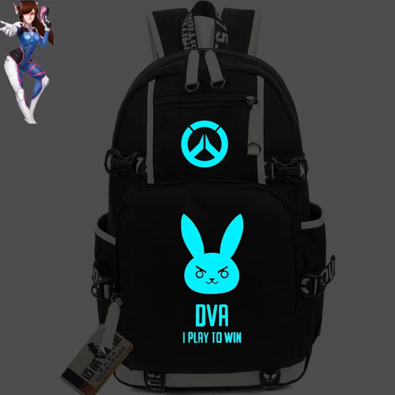 

Game OW Dva Luminous Backpack Shoulder mochila travel School Bag Genji Reaper canvas bag for teenagers Casual Laptop bagpack