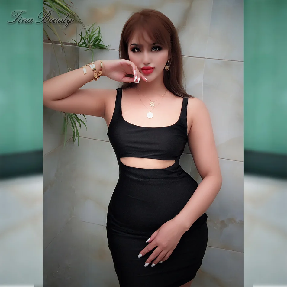 Женское платье без рукавов Tina Beauty розовое гладкое сатиновое с вырезом для