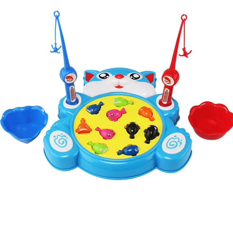 

Electric Magnetic Fishing Toys Kids Cat Music Rotat Pond Rod Set Child Boy Outdoor Fun Sports Water Game Plastic Education Gift