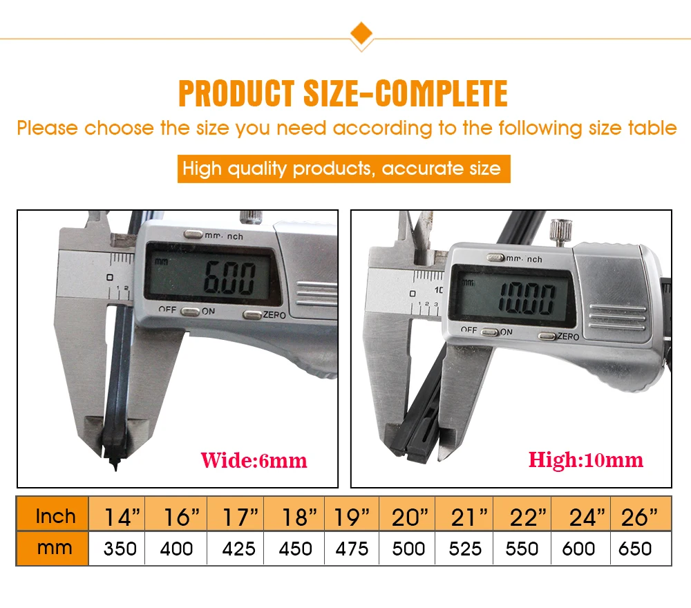 Kosoo автомобильный дворник вставить натуральный каучук полосы полоски 6 мм 14 "16" 17 "18" 19 "20" 21 "22" 24 "26" ветрового стекла авто интимные аксессуары