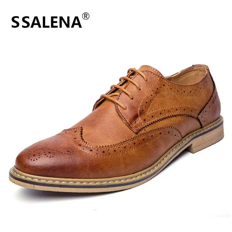 Buy Men Vintage Retro Pointed Dress Shoes Men Business Formal Brogue Shoes Male