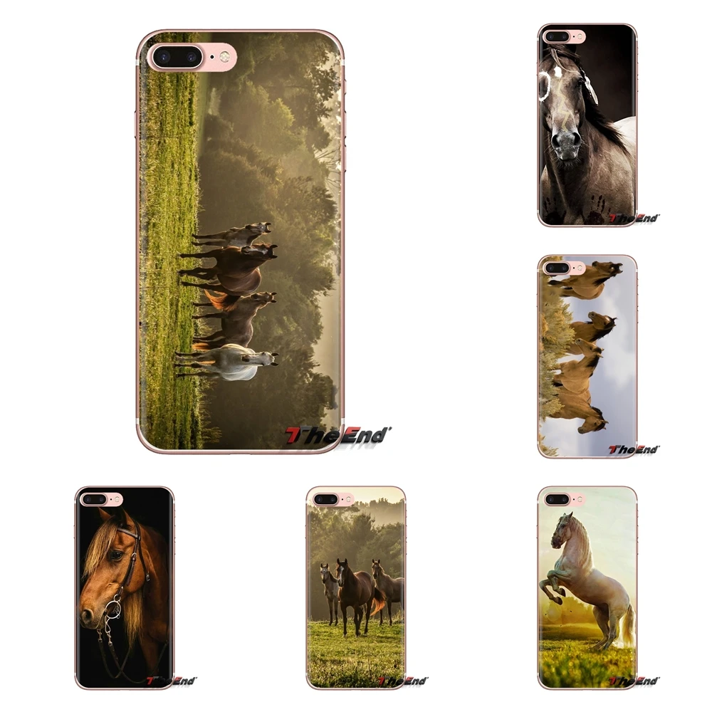 

For Samsung Galaxy S3 S4 S5 Mini S6 S7 Edge S8 S9 S10 Plus Note 3 4 5 8 9 Soft Cases Cover Broncos Horse running Animal Sunseted
