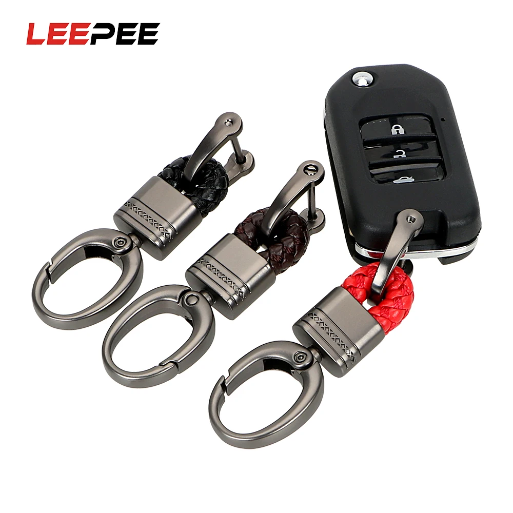 

LEEPEE Hand Woven Horseshoe Buckle Keychain Key Rings Creative Key Holder Car Keyring Key Chain Auto Accessories Car-styling