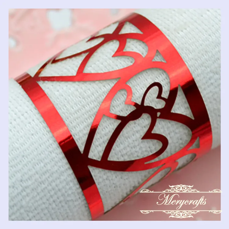 NP02 love theme wedding decorations laser cut paper napkin ringsring