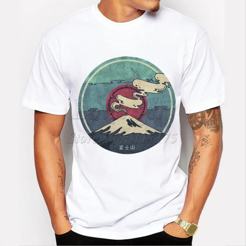 

2019 Newest Beautiful Fujiyama printed t-shirt Harajuku tee shirts