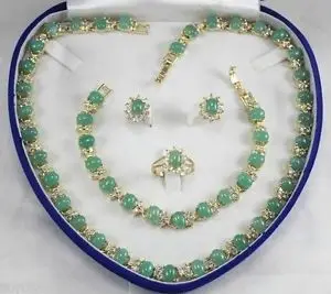Free shippingwomen's gift true really jade Earring Bracelet Necklace Ring set (A0424) | Украшения и аксессуары