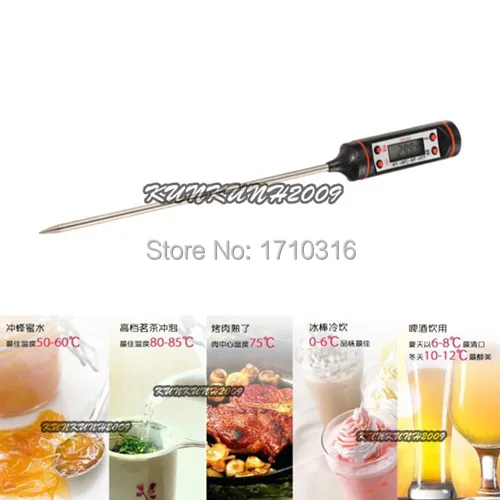 

Hot Selling Black Portable Instant Digital Food Probe Cooking BBQ Meat Oven Grill Steak Chocolate Thermometer Kitchen Tool
