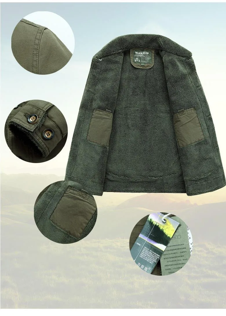 Новинка Мужская парка зимняя теплая Плотная хлопковая ткань куртки и пальто бизнес брендовая одежда NIANJEEP удобный