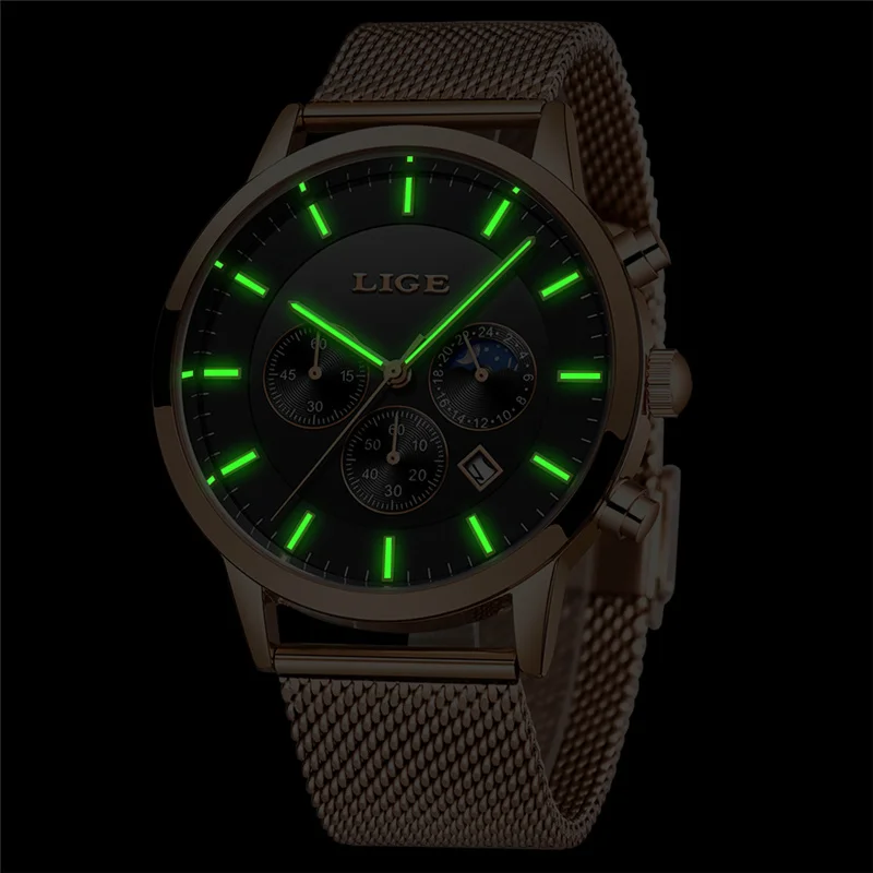 LIGE часы мужские роскошные брендовые кварцевые часы модные спортивные водонепроницаемые часы с хронографом мужские часы relogio Masculino