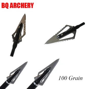 

3PCS/6PCS broadhead 100 grain 4 Fixed Blades Compound Bow Crossbow Hunting Arrow Head Tips Points Archery