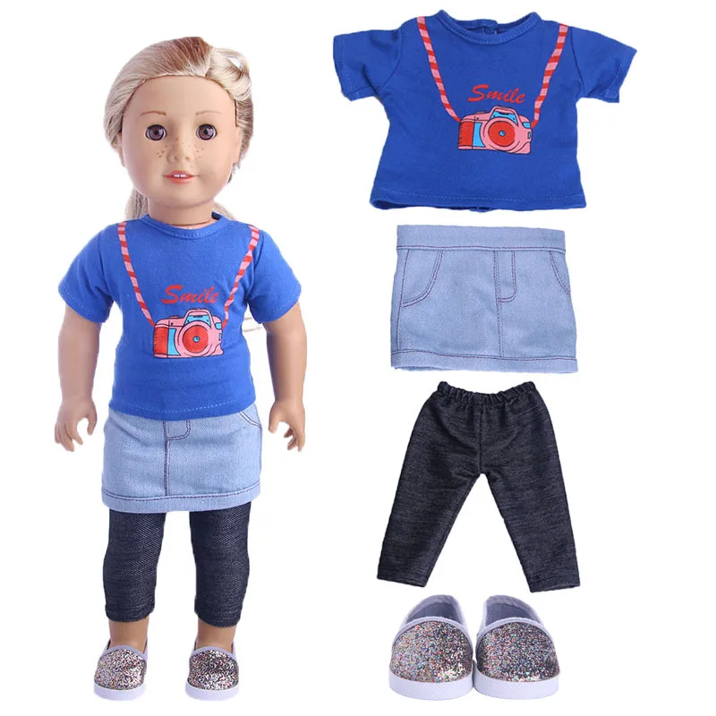18/" Doll Pastel Blue T-Shirt for 18/" Girl or 18/" Boy Doll Light Blue T-Shirt