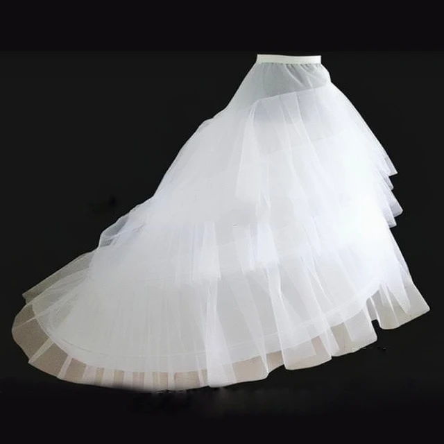canto desayuno Gallo Enagua blanca de 3 capas de hilo de 2 crinolina para cola larga, accesorios para  Vestido de novia, enagua - AliExpress