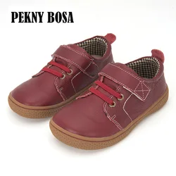 PEKNY BOSA Brand kids leather shoes Children barefoot shoes for boys unisex orthotic shoes girls size 31-35 brown red color PEKNY BOSA Brand kids leather shoes Children barefoot shoes for boys unisex orthotic shoes girls size 31-35 brown red color