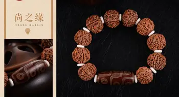 

Six petals red stripes Vajra Bodhi beads five flap men Bracelet