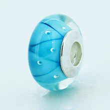 Подходит для Пандора браслеты зеленый вид муранского стекла бусины стерлингового серебра 925 Подвески