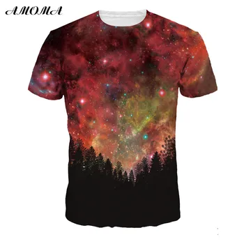 

AMOMA MEN /WOMEN Unisex Casual 3D-Printed Short Sleeve Tops T-Shirts Tees Red Sky