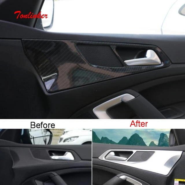 Tonlinker Interior Car Door Handle Cover Case sticker for Peugeot 308 T9  2014-19 Car Styling 4 PCS Stainless steel Cover sticker - AliExpress