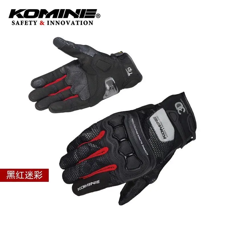 

KOMINE GK-215 spring and summer motorcycle leather stitching breathable mesh riding gloves reflective night 3colour