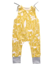 High Quality Infant Kids Baby Girl Cotton Clothes Yellow Flower Sleeveless Romper Jumpsuit Floral Outfits Clothes