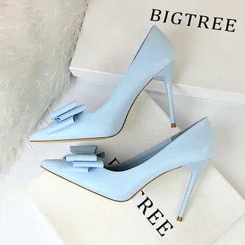 

Sweet Butterfly-knot Shallow High Heels Shoes New Arrival Pointed Toe Fashion Women Pumps Sexy Side Cut-Outs Women's Party Shoes