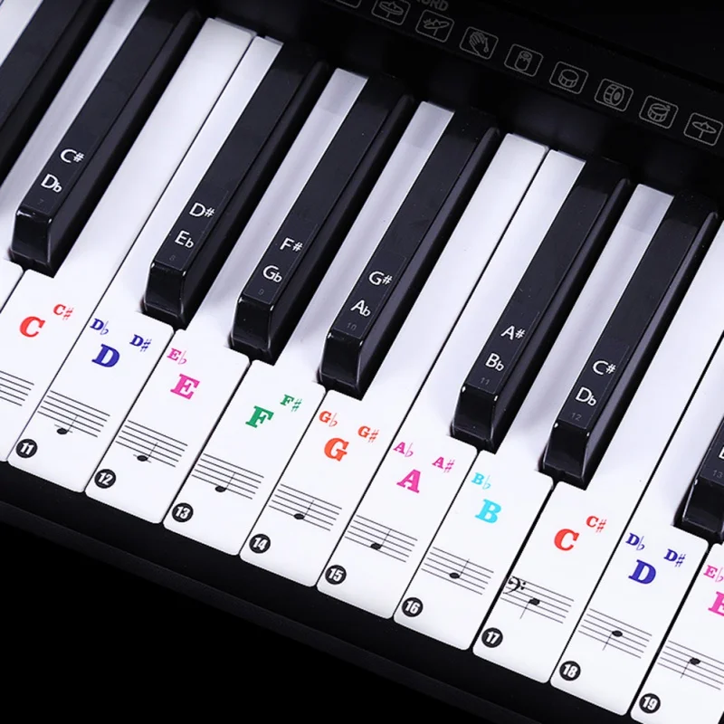 Pegatinas de 88/61 teclas de Color para Piano, letras y notas, Teclado de  Piano, calcomanías transparentes con notación transparente|Piano| -  AliExpress