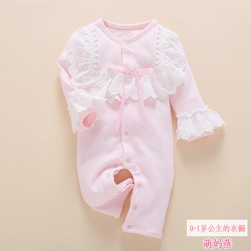 Детский комбинезончик Милая принцесса длинный рукав кружева дизайнер новорожденный весна осень хлопок спальная Пижама детская одежда для девочек